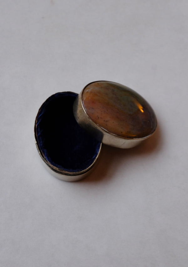 Agate Top Velvet Lined Trinket Pot