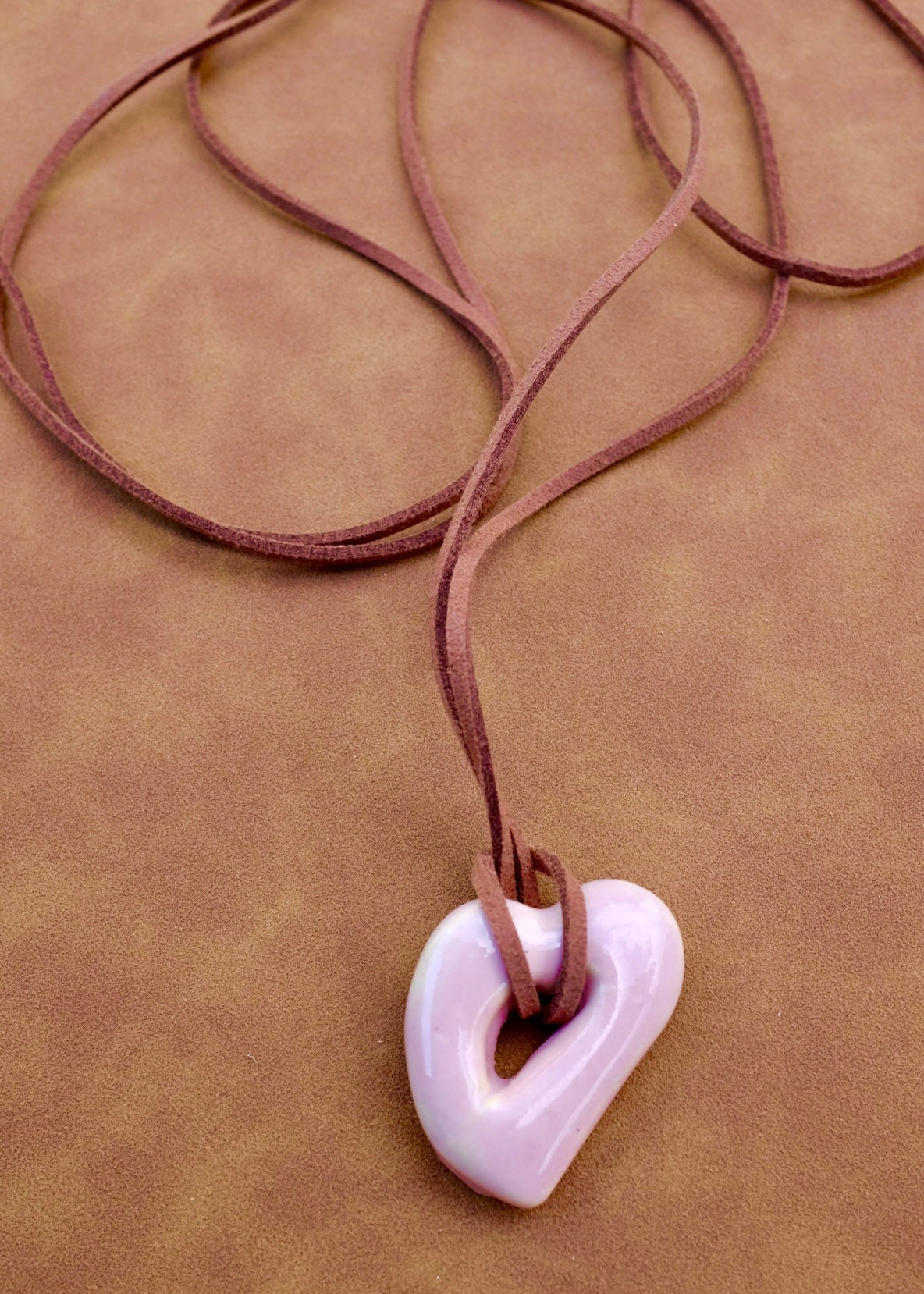 SACROSANCT x WILD LADY CERAMIC TAN & PINK HEART PENDANT