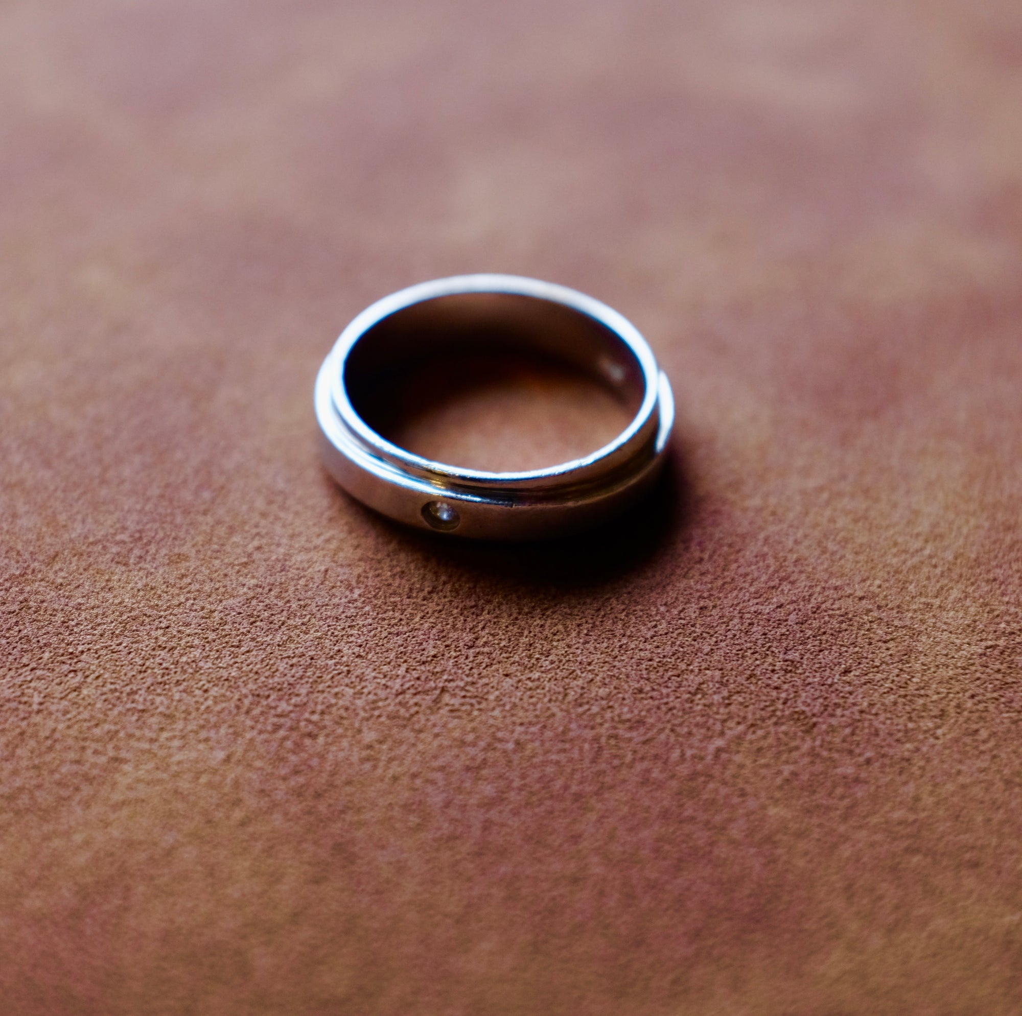 Double Band Ring with Diamond Stone Detail