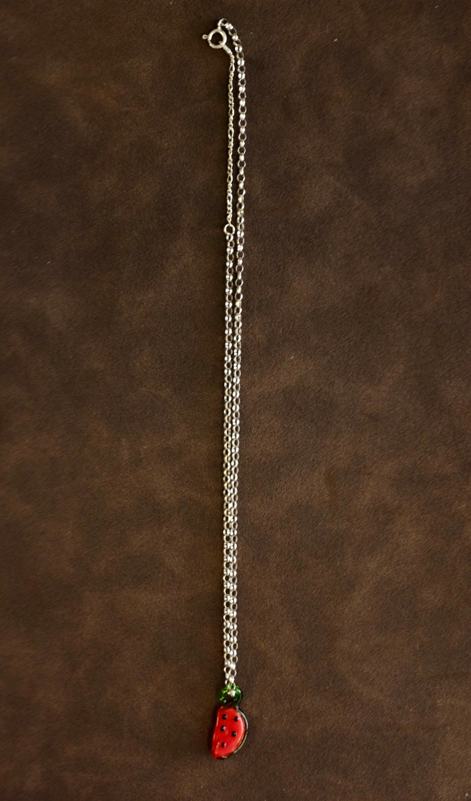 Sterling Silver Mini Belcher Chain Watermelon Pendant