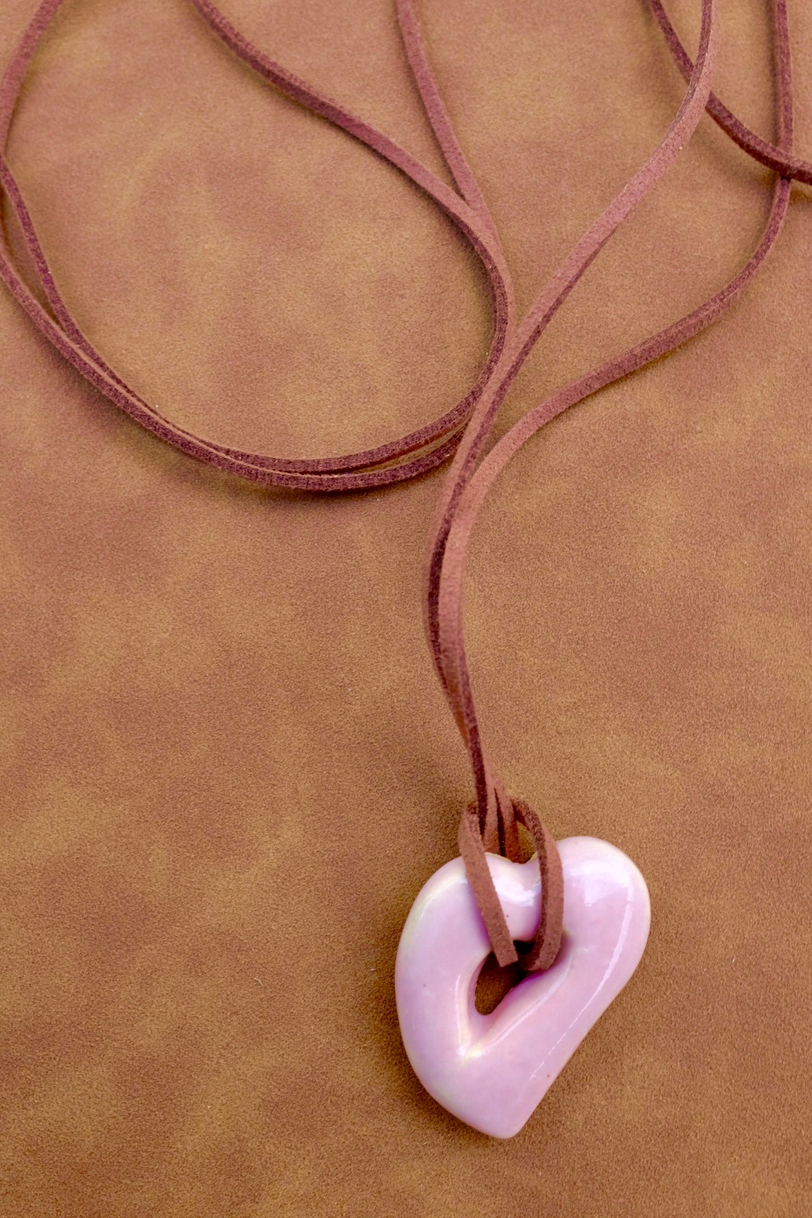 SACROSANCT x WILD LADY CERAMIC TAN & PINK HEART PENDANT
