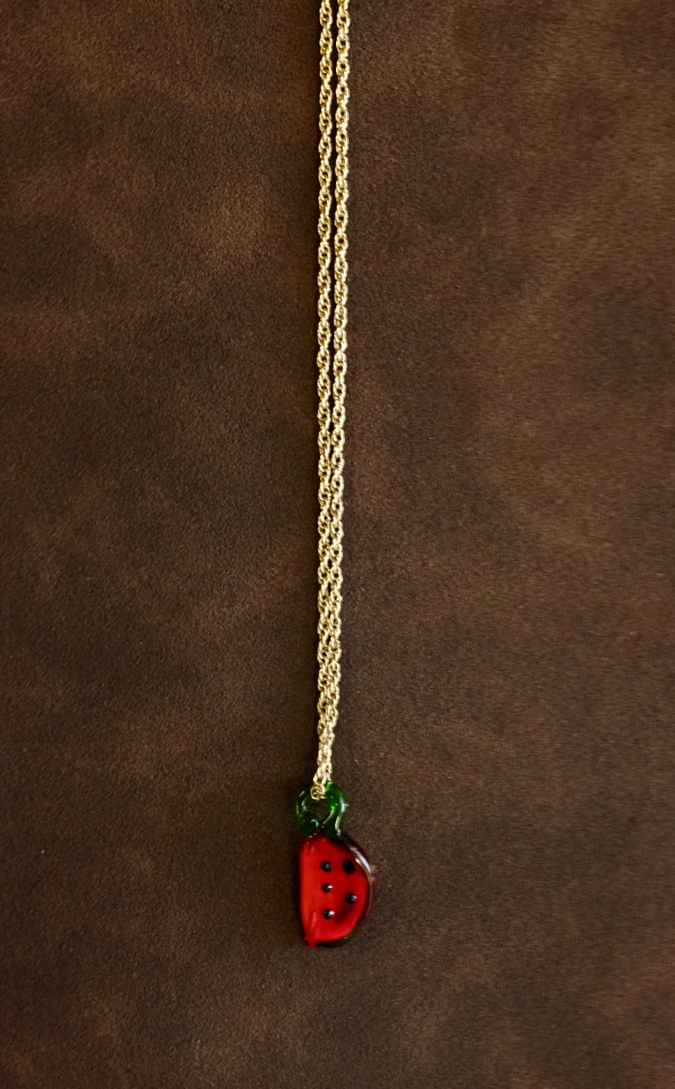 9ct Gold Rope Chain with Watermelon Pendant