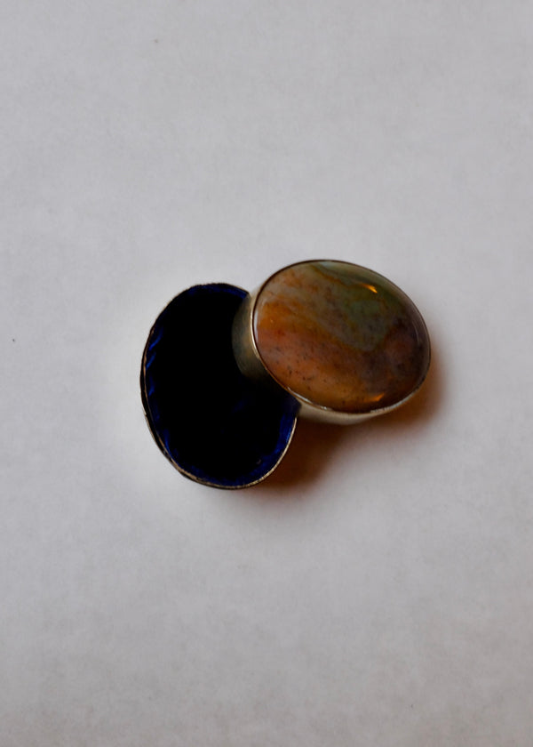 Agate Top Velvet Lined Trinket Pot