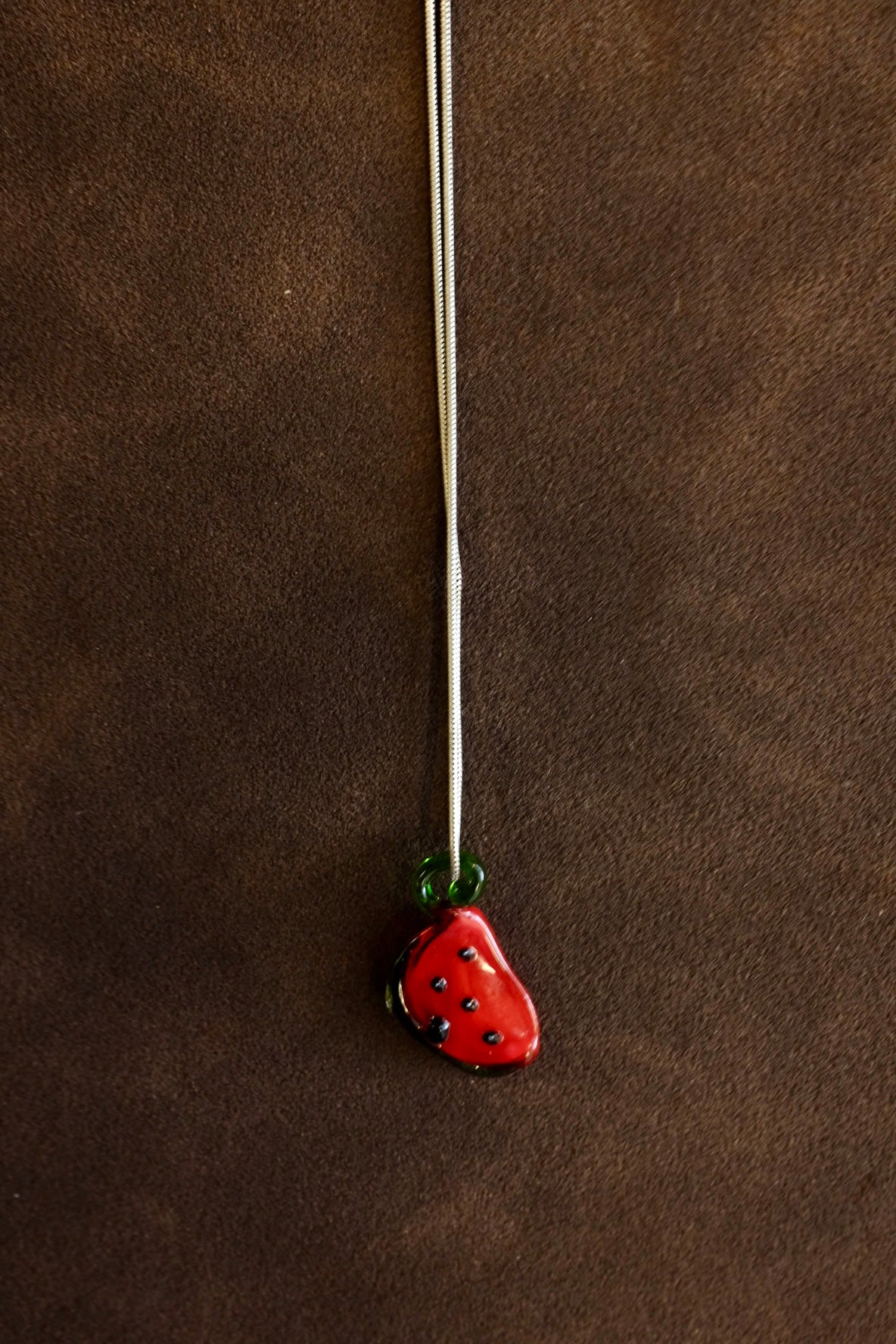 Sterling Silver Mini Snake Chain Watermelon Pendant