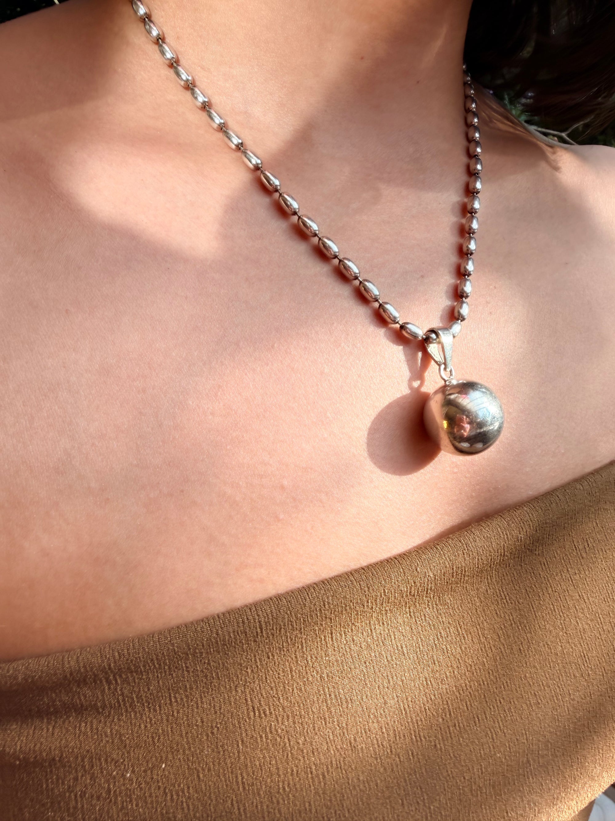 Orb Pendant on Heavy Ball Chain