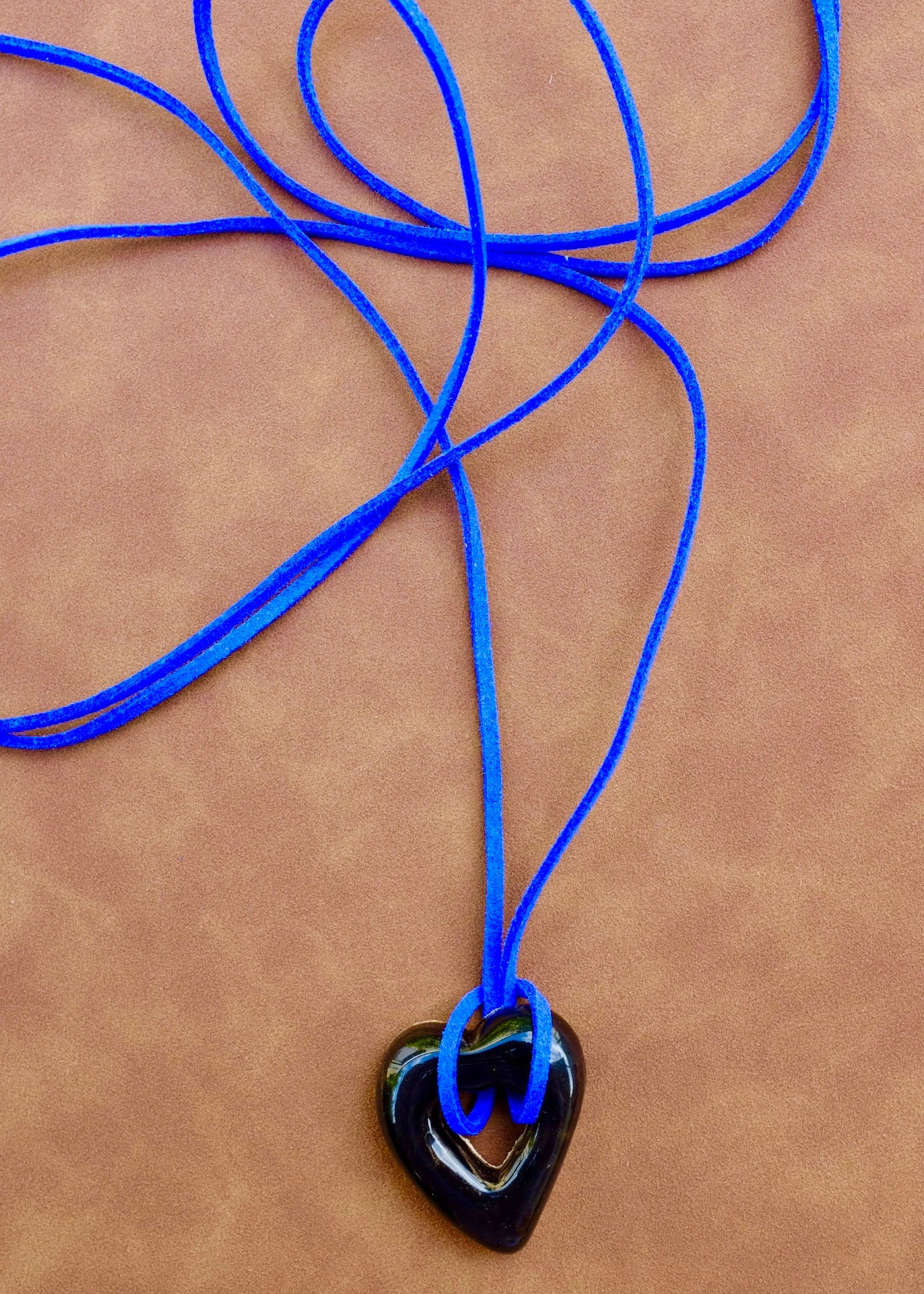 SACROSANCT x WILD LADY CERAMIC PETROL BLUE & NAVY HEART CERAMIC PENDANT