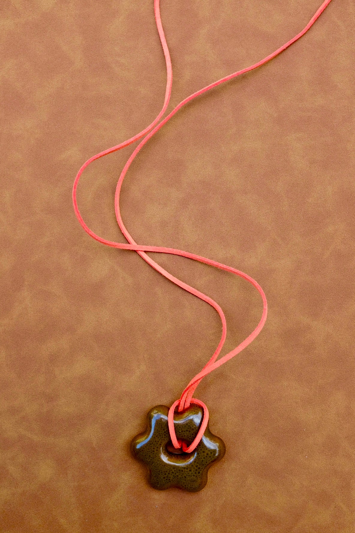 SACROSANCT x WILD LADY CERAMIC RED & BROWN FLORAL PENDANT