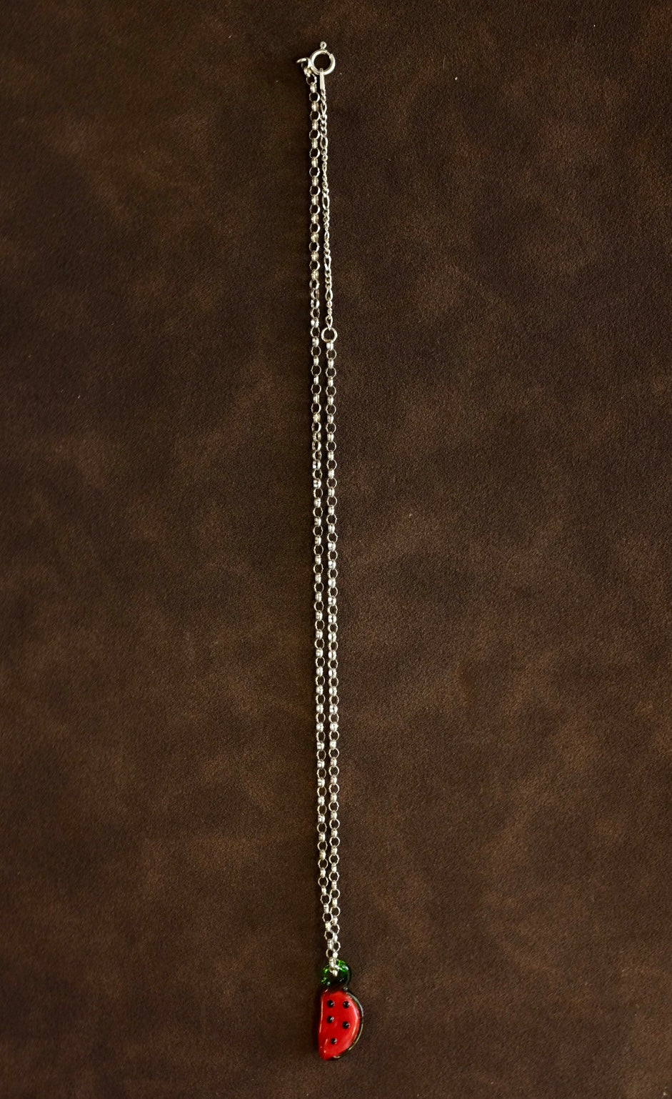 Sterling Silver Mini Belcher Chain Watermelon Pendant