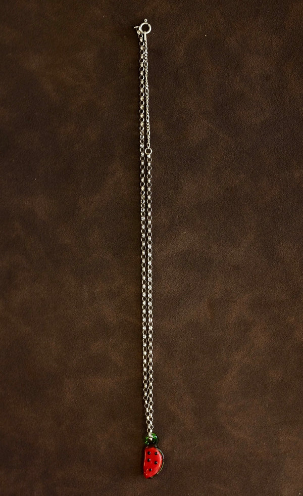Sterling Silver Mini Belcher Chain Watermelon Pendant
