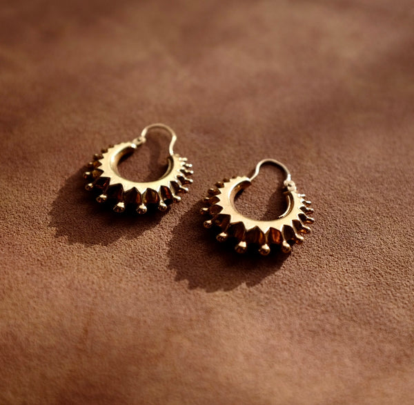 9ct Gold Sunburst Hoops