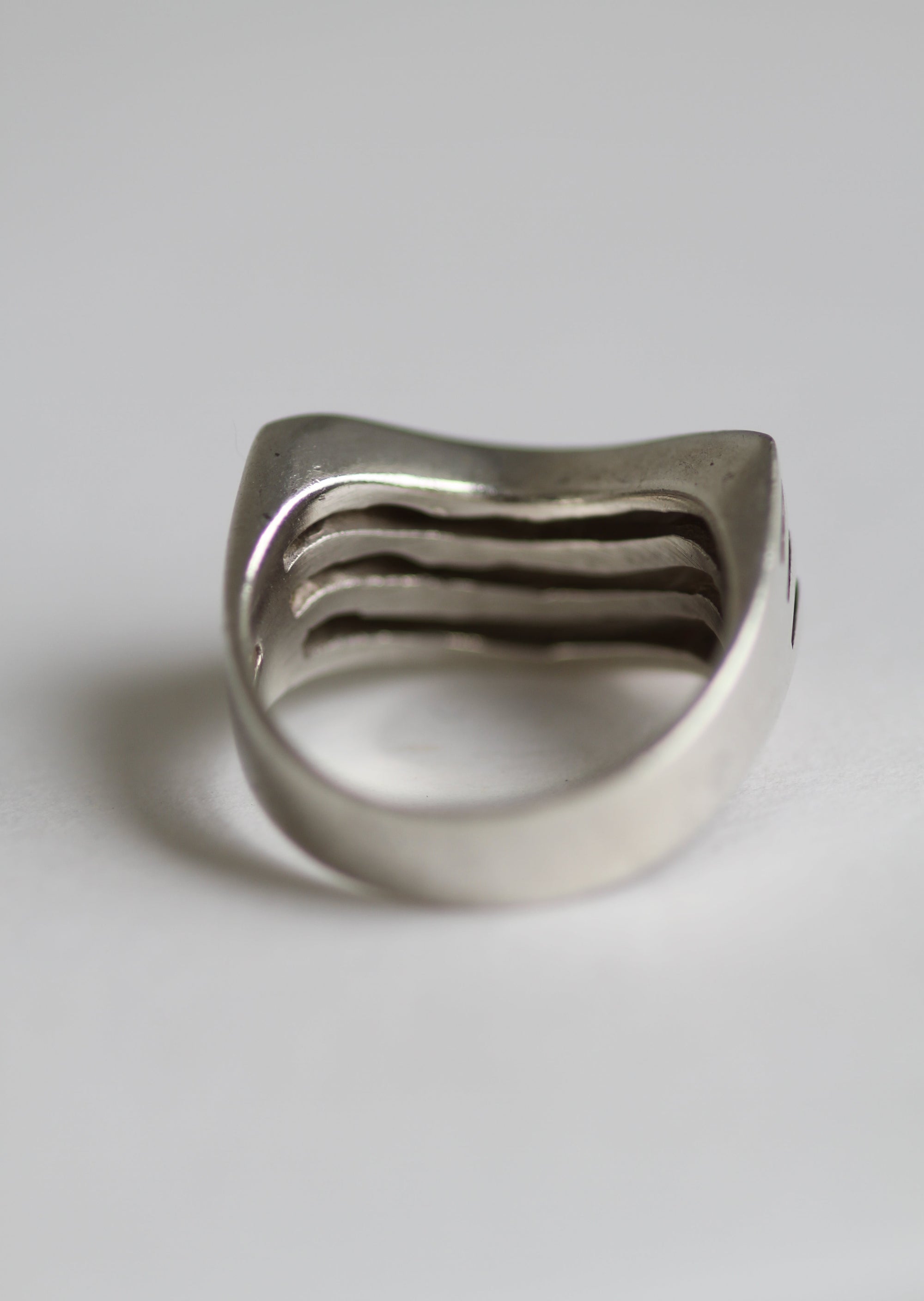 STERLING SILVER MODERNIST GRID FRONT RING