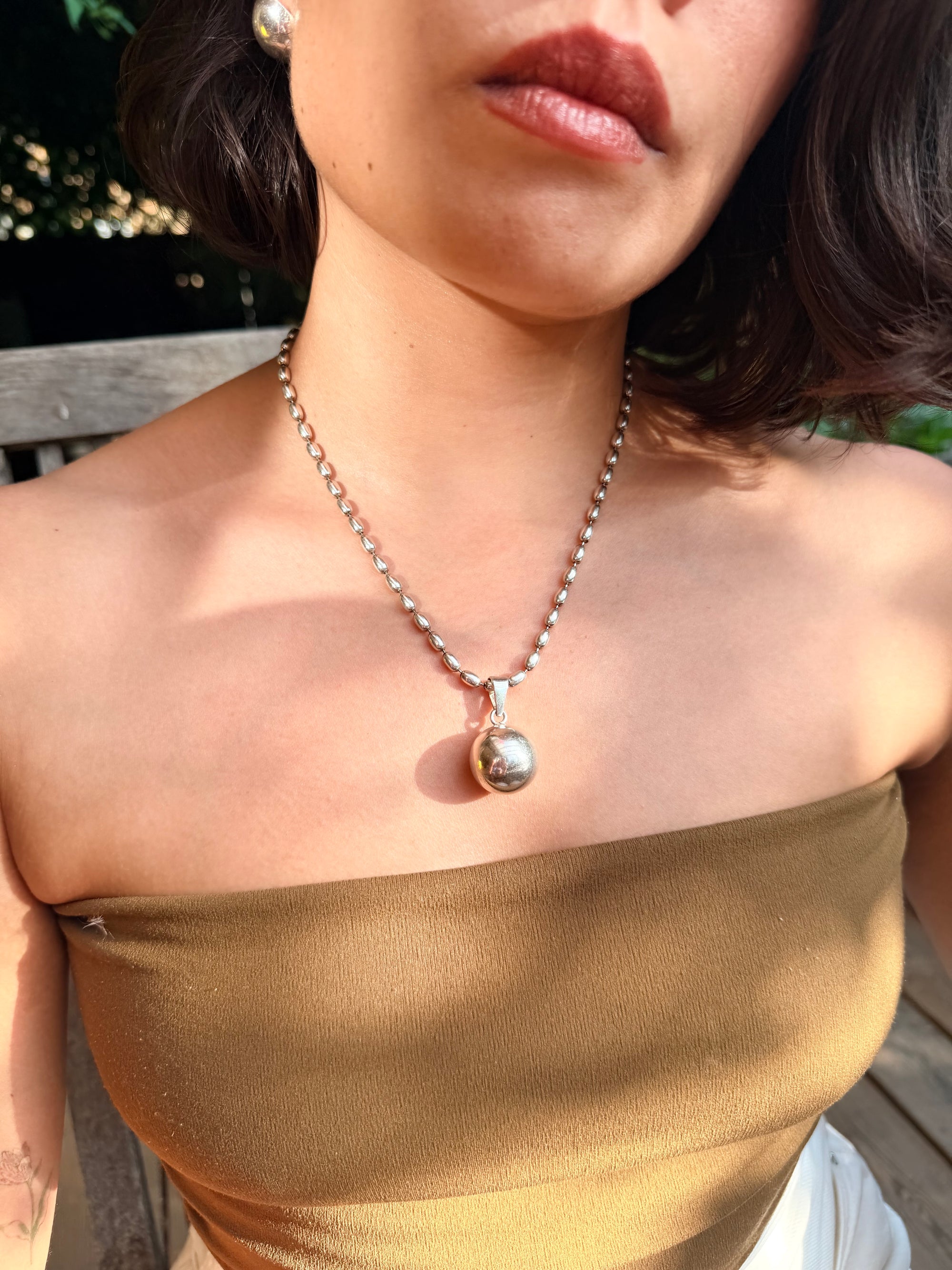 Orb Pendant on Heavy Ball Chain