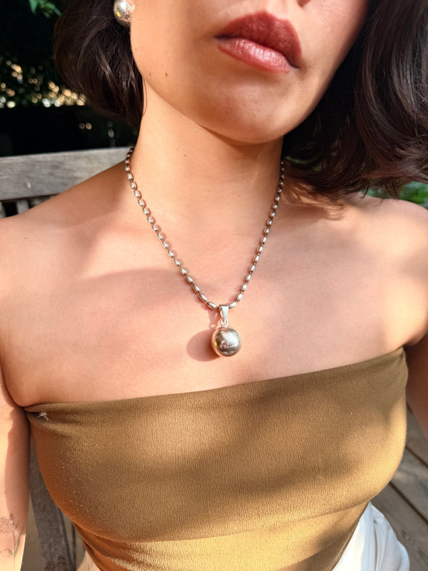 Orb Pendant on Heavy Ball Chain
