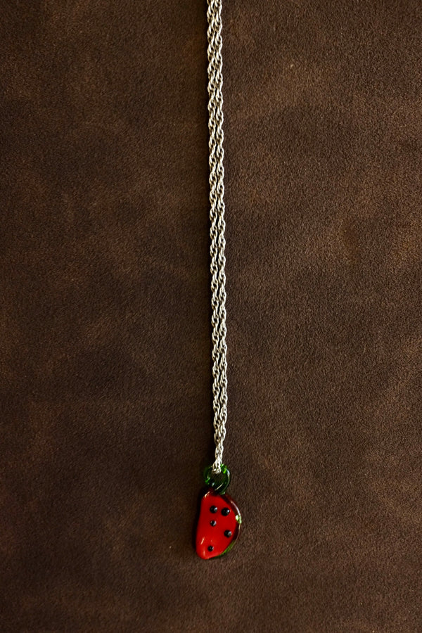 Sterling Silver Rope Chain with Watermelon Pendant