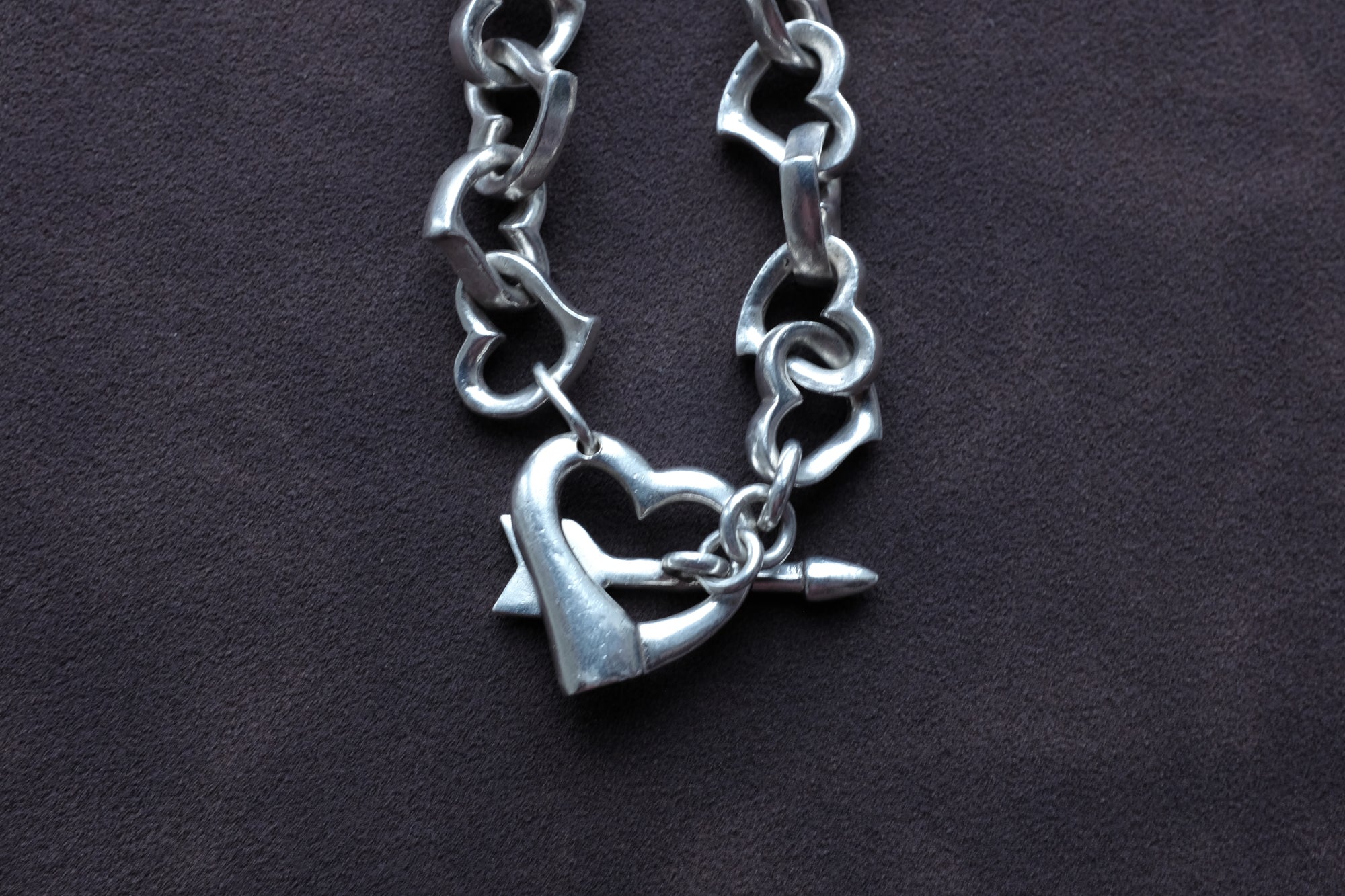 RARE STERLING SILVER HEART CHOKER