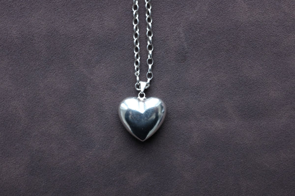 STERLING SILVER PUFFY HEART CHAIN