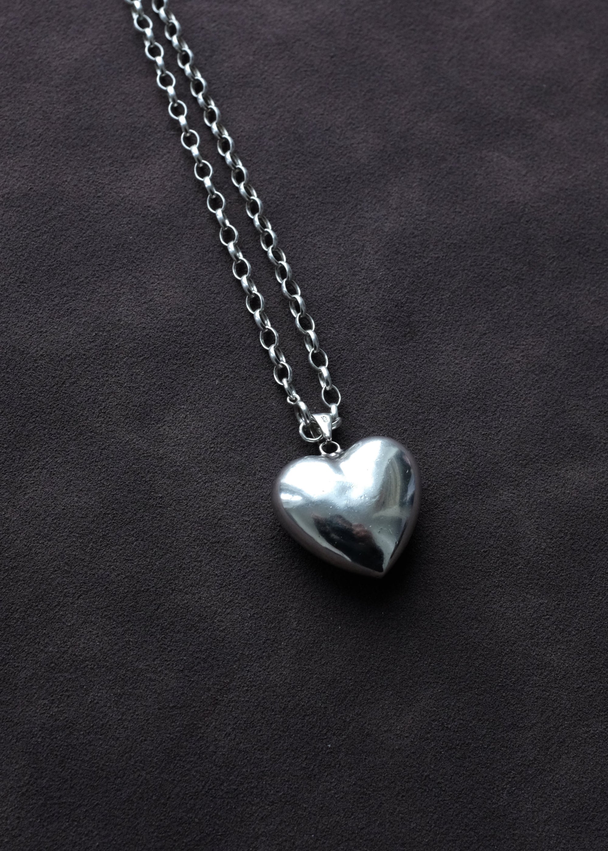 STERLING SILVER PUFFY HEART CHAIN