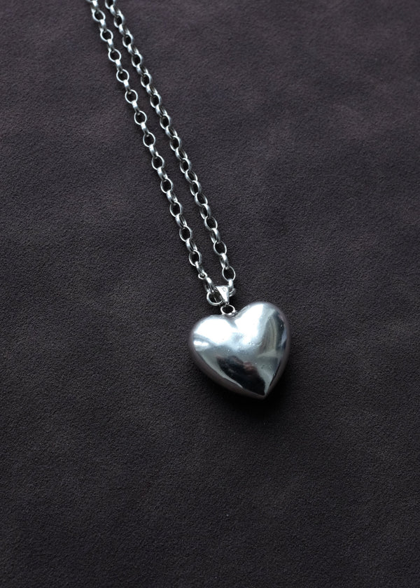 STERLING SILVER PUFFY HEART CHAIN