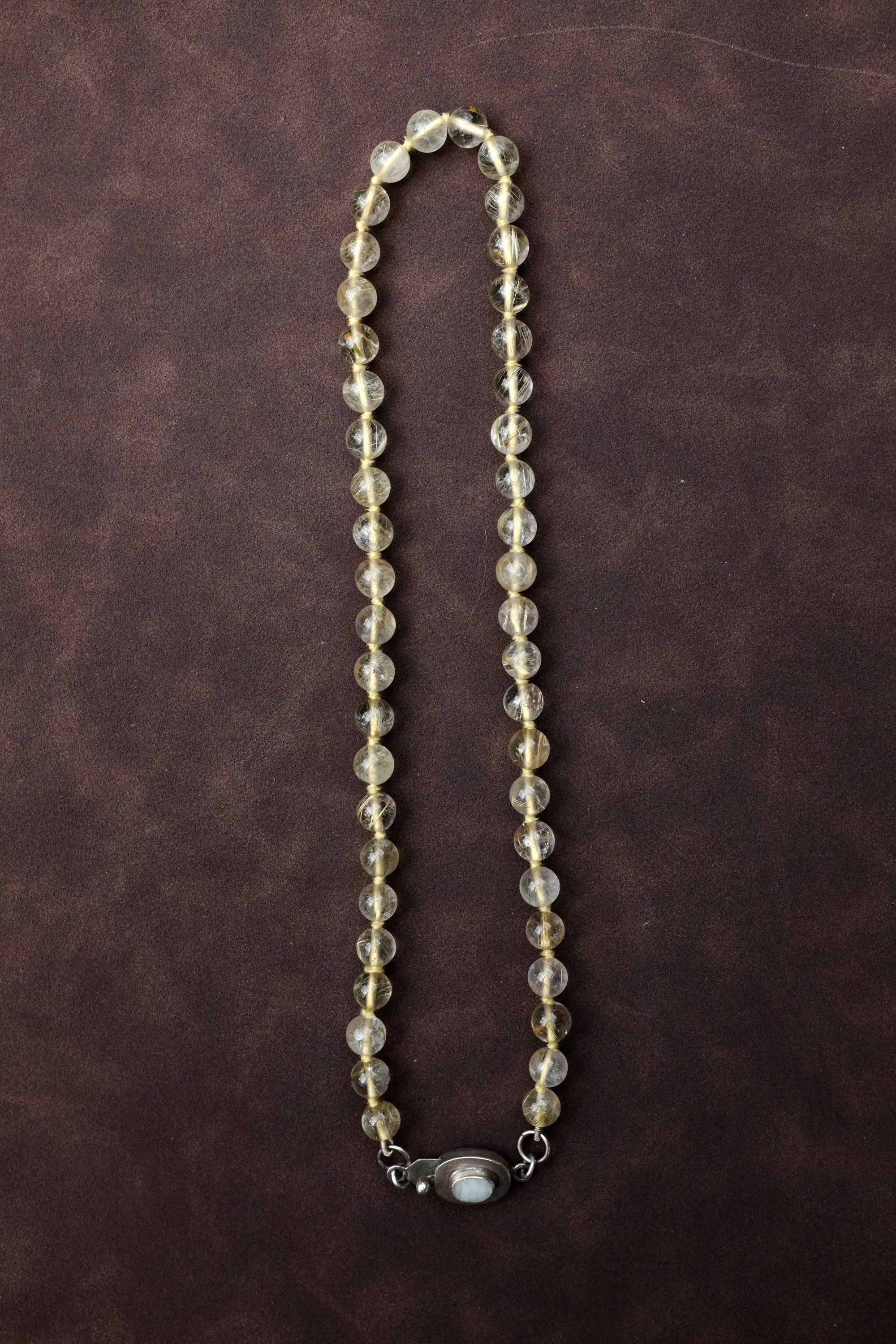 Quartz Beaded Choker with Moonstone Clasp