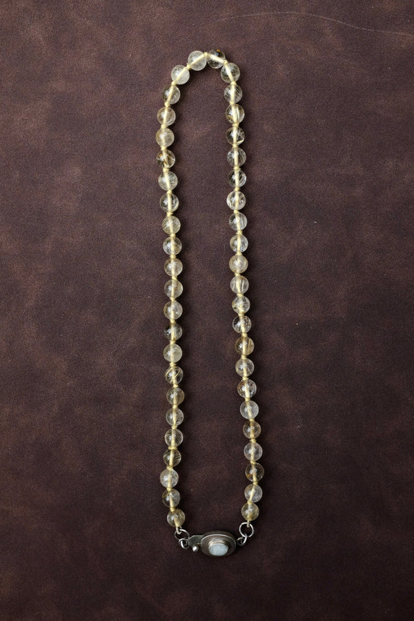 Quartz Beaded Choker with Moonstone Clasp