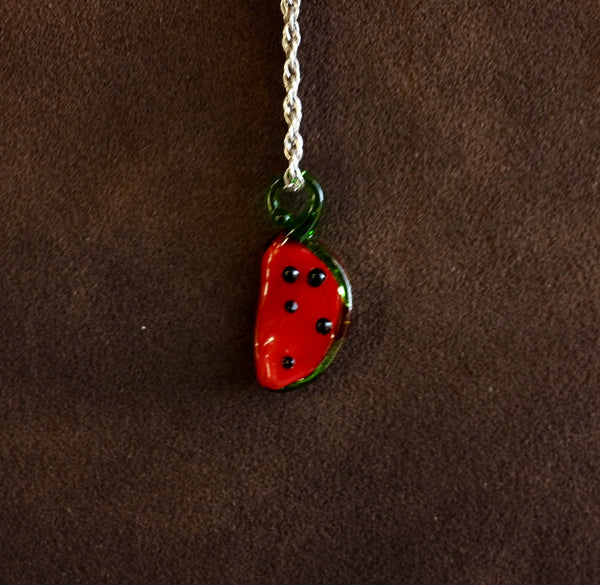 Sterling Silver Rope Chain with Watermelon Pendant