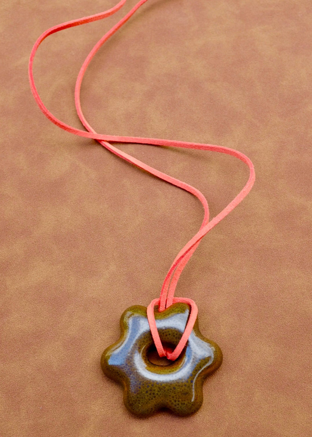 SACROSANCT x WILD LADY CERAMIC RED & BROWN FLORAL PENDANT