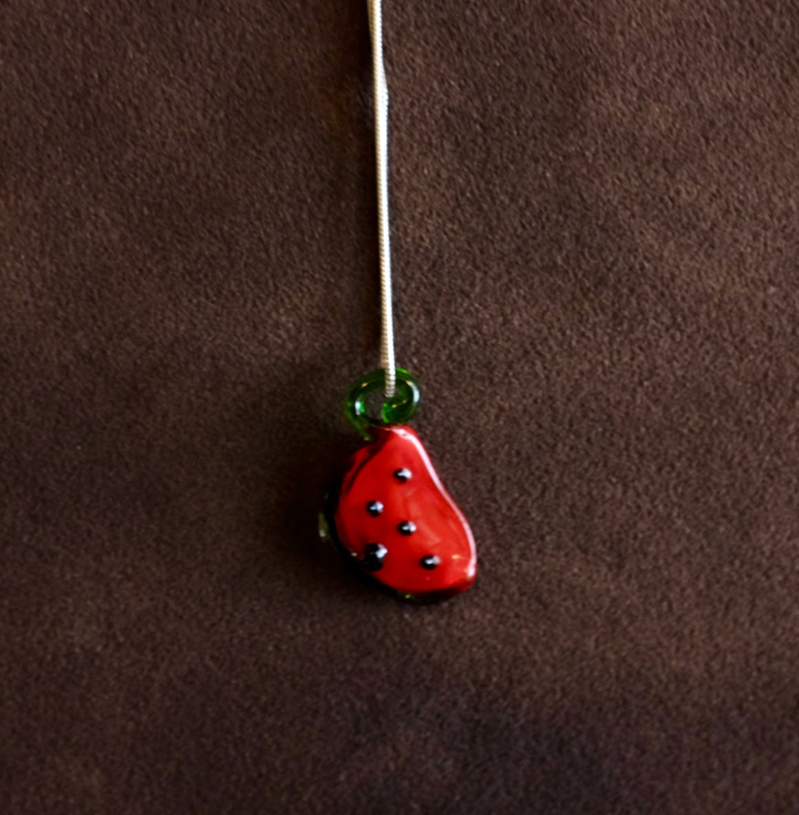 Sterling Silver Mini Snake Chain Watermelon Pendant