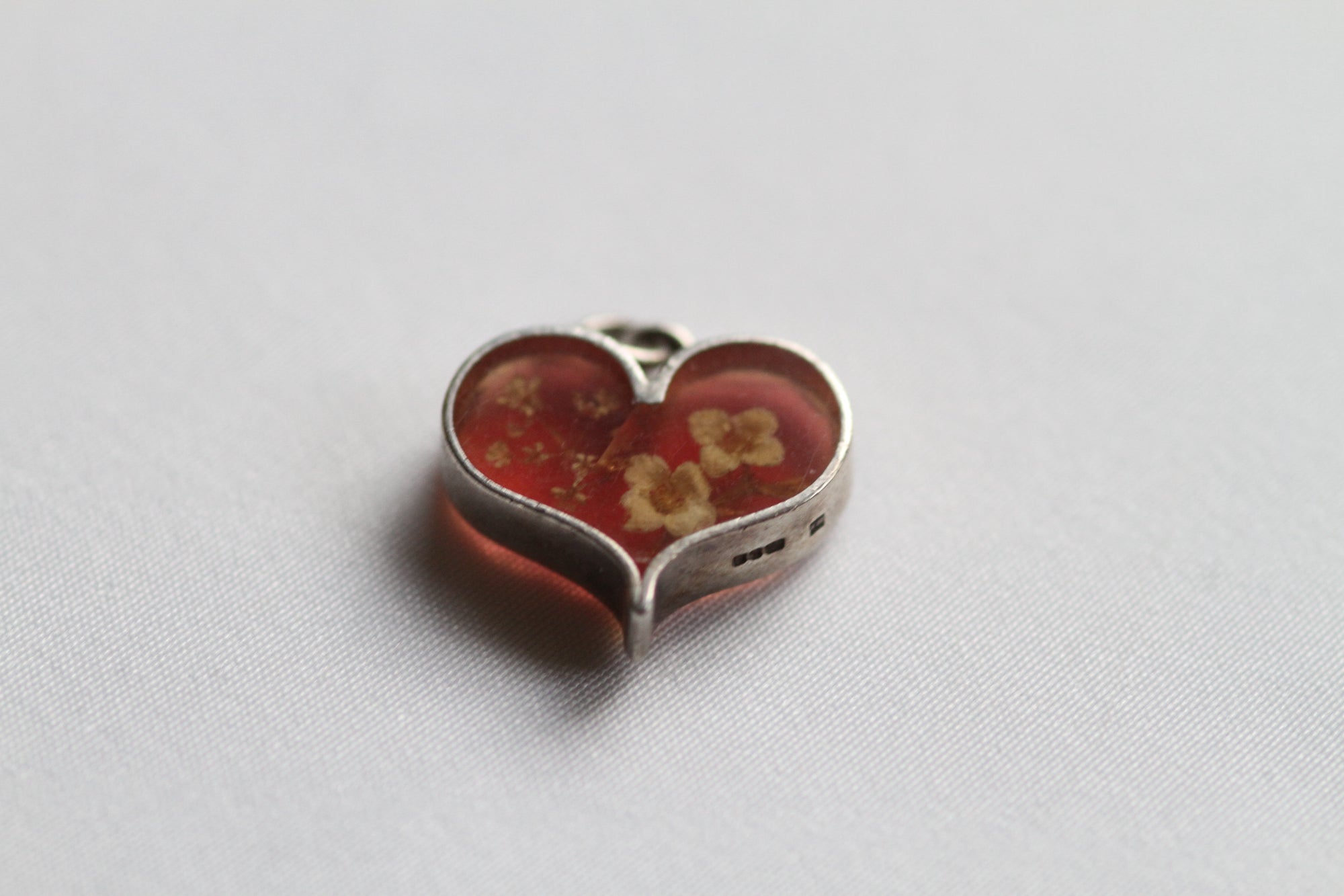 STERLING SILVER HEART RESIN CHARM