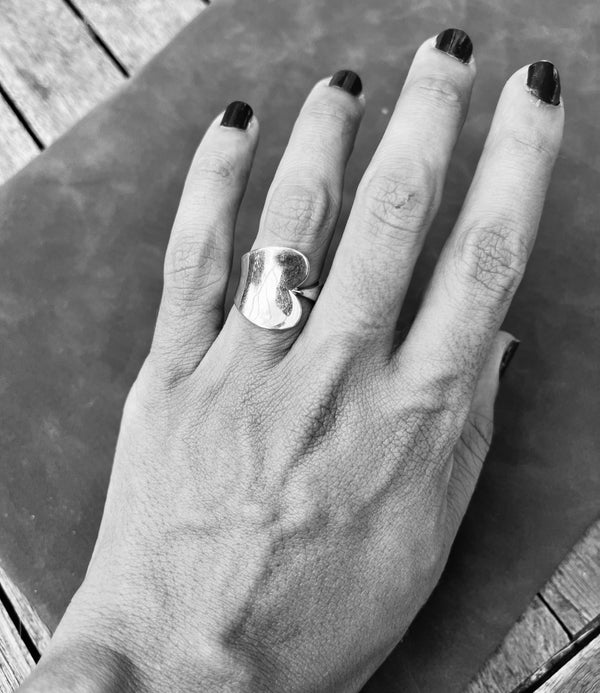 Silver Heart Sculptural Ring