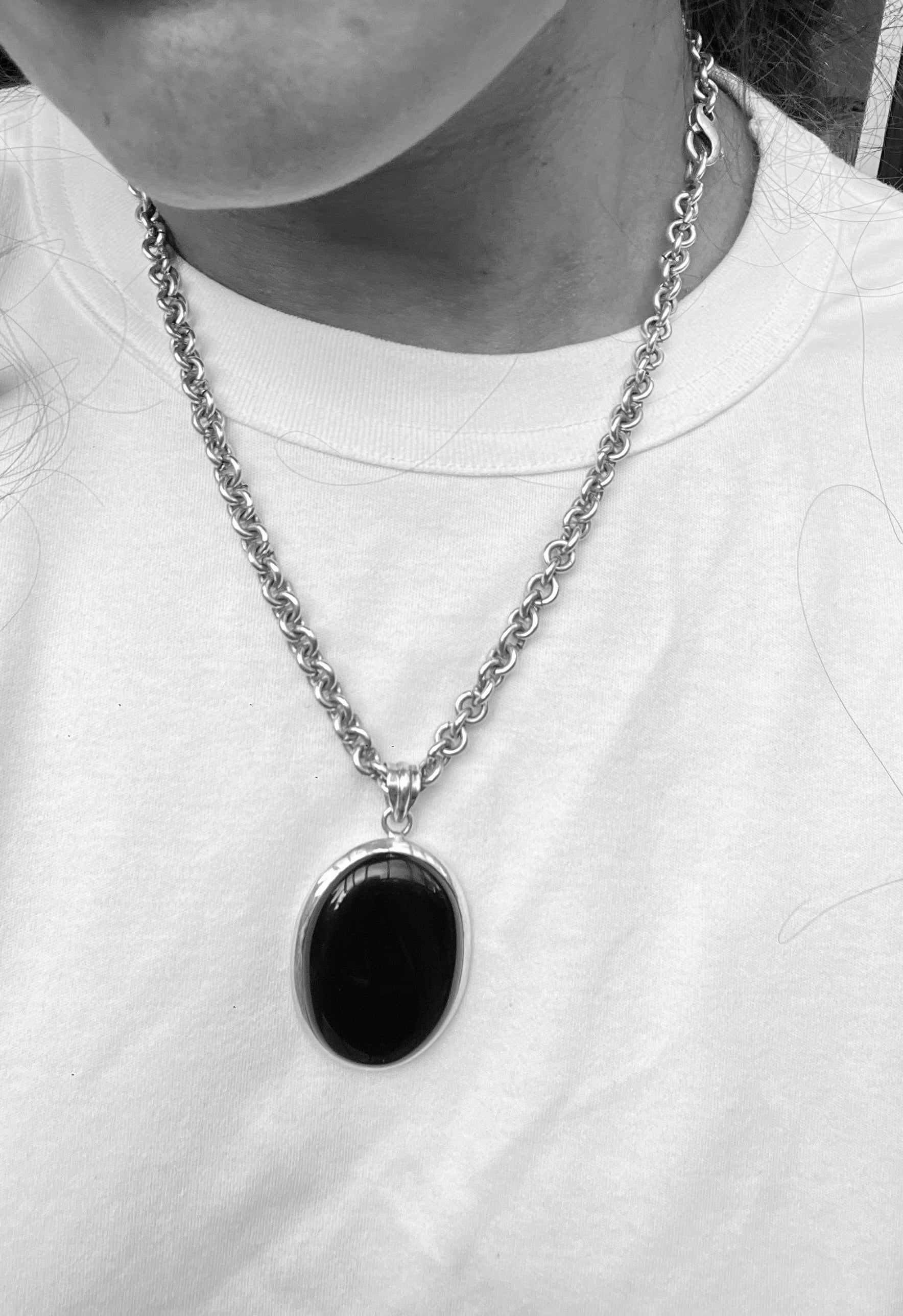 Chunky Oval Onyx Pendant