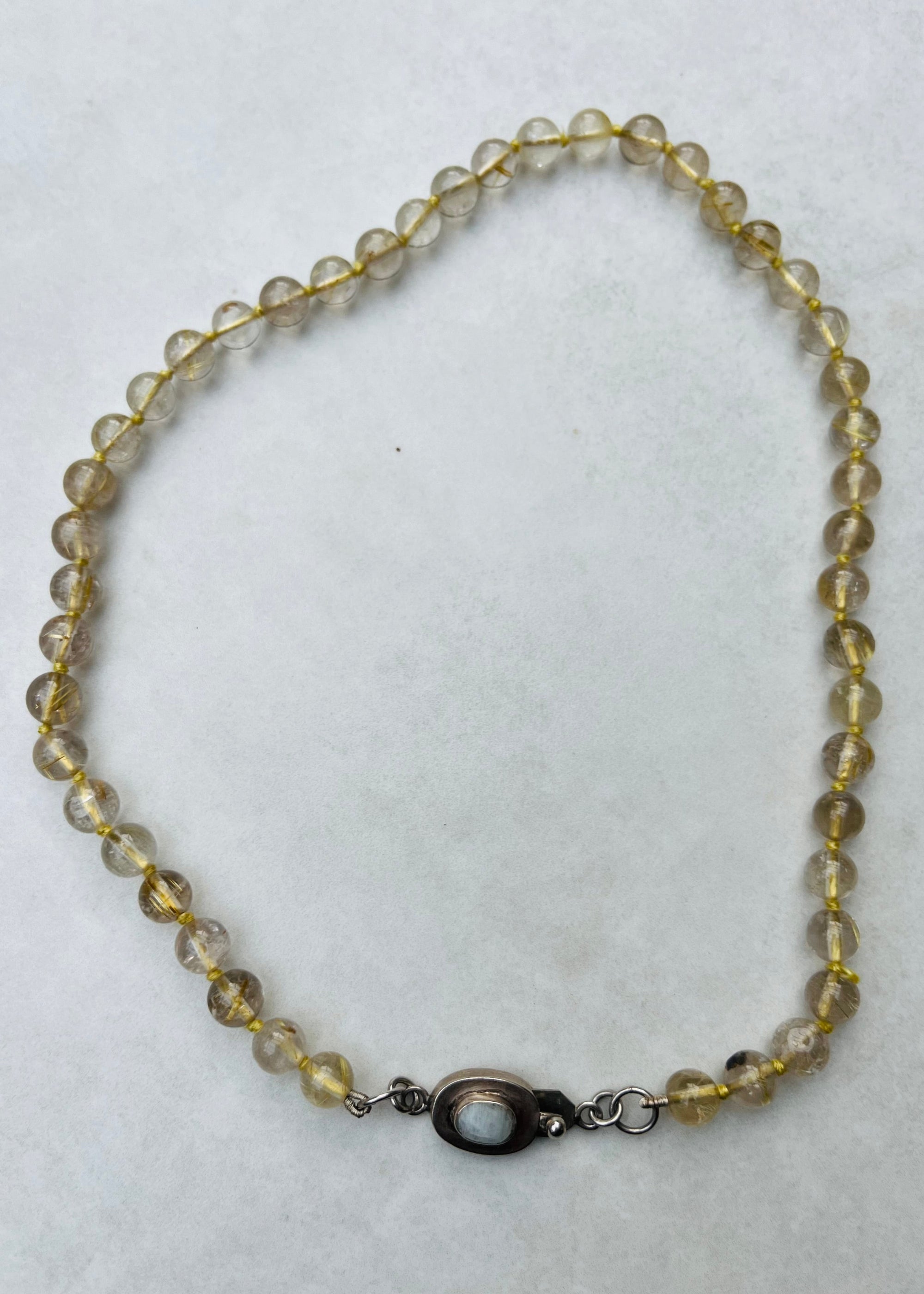 Quartz Beaded Choker with Moonstone Clasp
