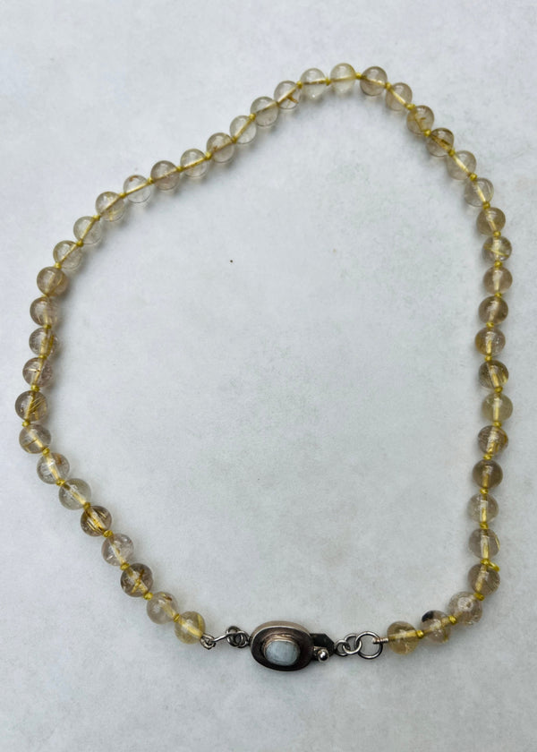 Quartz Beaded Choker with Moonstone Clasp