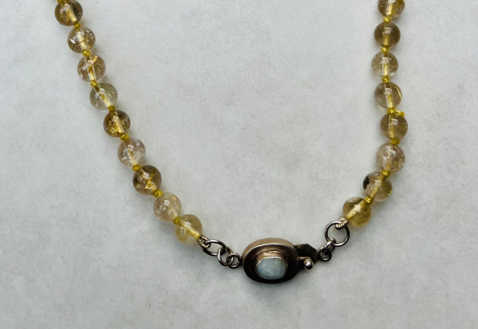 Quartz Beaded Choker with Moonstone Clasp