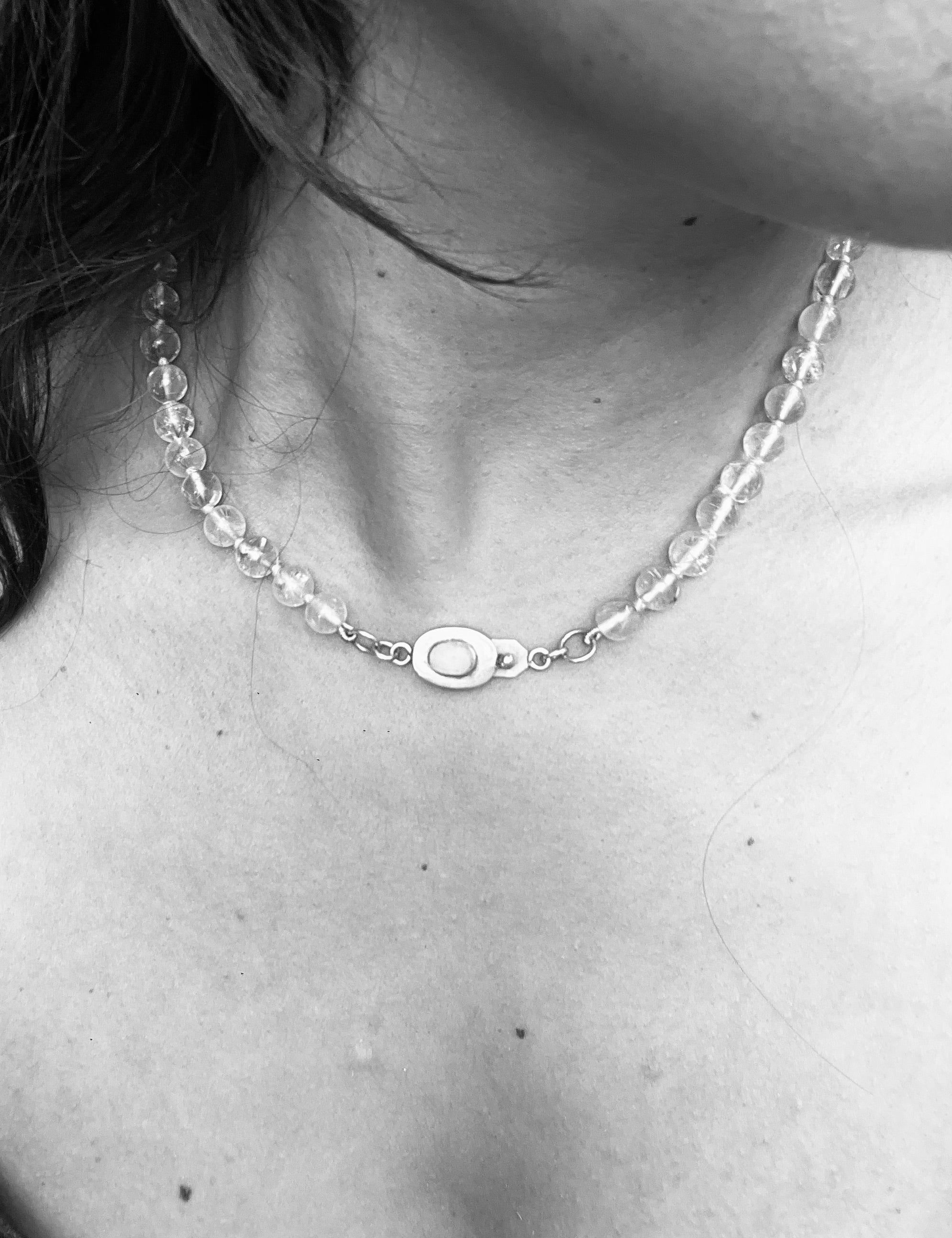 Quartz Beaded Choker with Moonstone Clasp