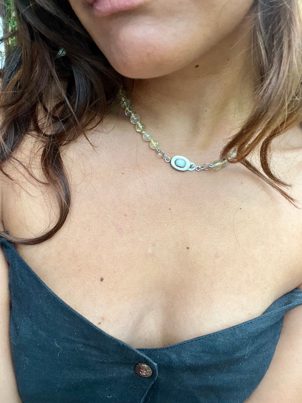 Quartz Beaded Choker with Moonstone Clasp