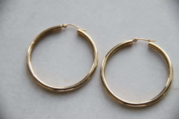 Vintage 9ct Gold Large Circular Hoops