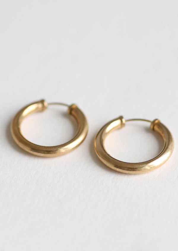 Vintage 9ct Gold Simple Tubular Hoops