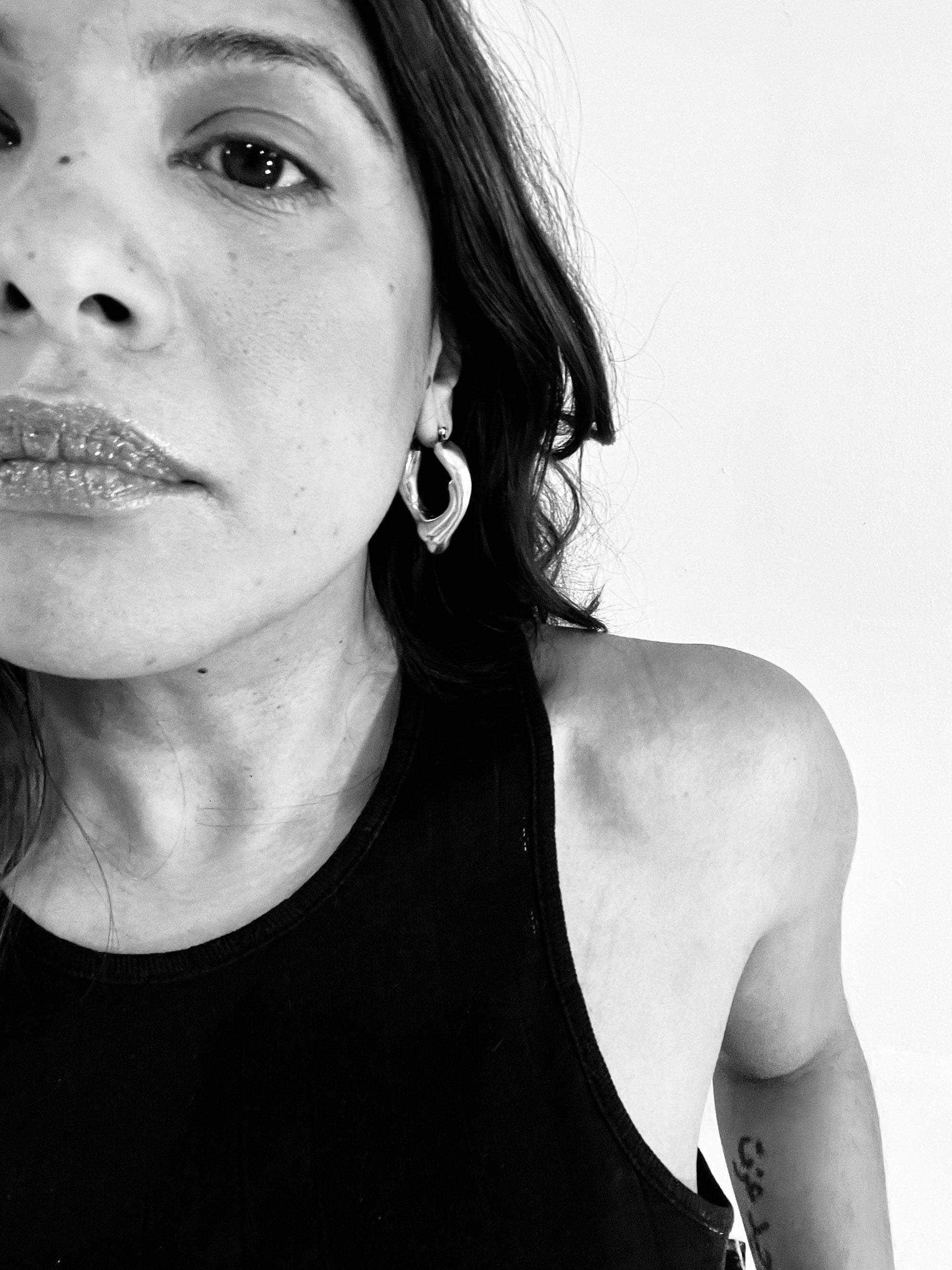 Sculptural Silver Drip Hoops