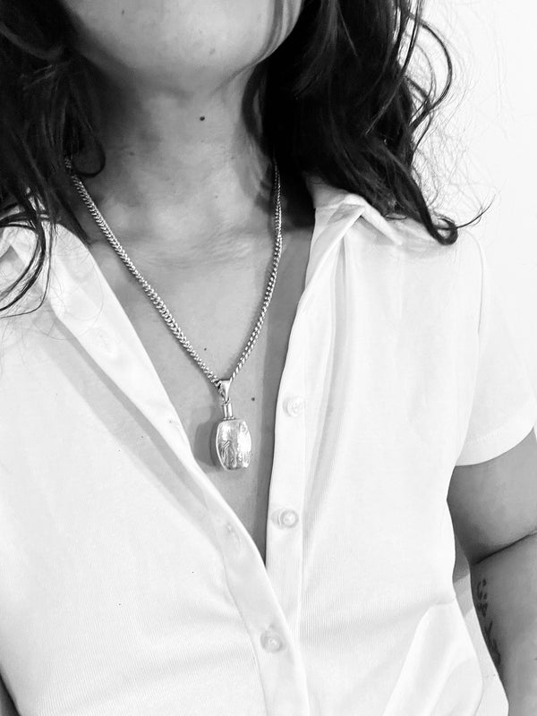 Engraved Perfume Bottle on Simple Curb Chain