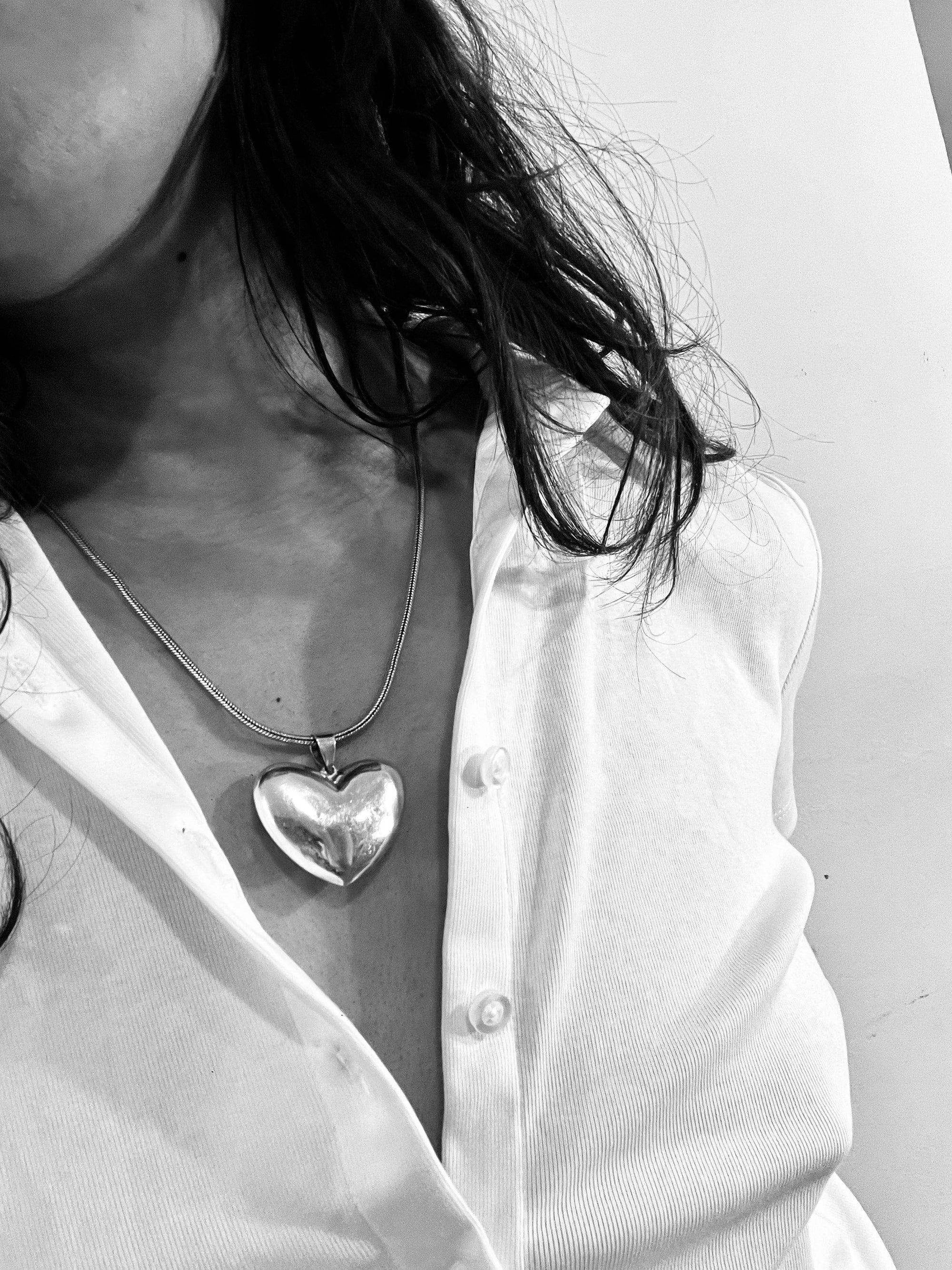 Snake Chain with Puffy Heart Pendant