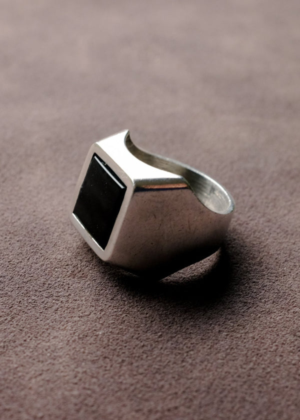 STERLING SILVER CUBED ONYX SIGNET
